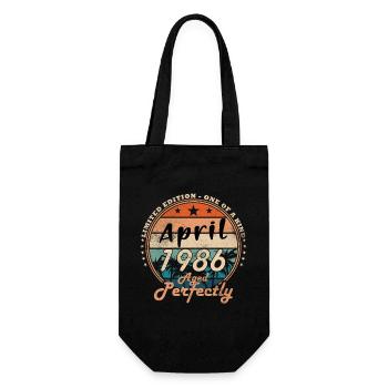 April 1986 Birthday Gift - Gift Bag for Bottles - black - Front