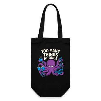 Funny Octopus Overstimulated - Gift Bag for Bottles - black - Front