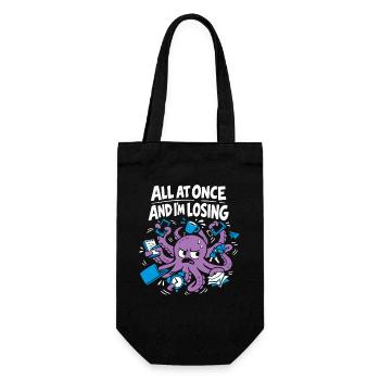 Funny Octopus Overstimulated - Gift Bag for Bottles - black - Front