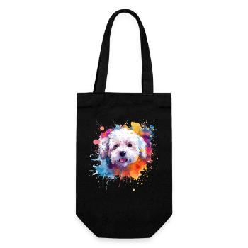 Splash Art Bichon Fris Dog Colorful - Geschenkbeutel für Flaschen - Schwarz - Vorne