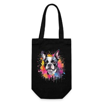Colorful Splash Art Boston Terrier Dog - Gift Bag for Bottles - black - Front