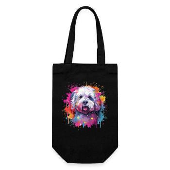 Colorful Bichon Fris Splash Art Dog - Gift Bag for Bottles - black - Front