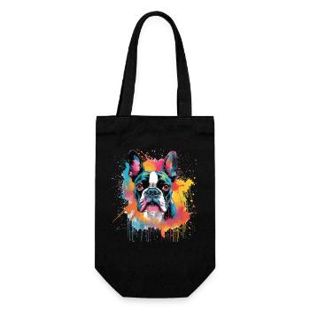 Boston Terrier Dog Splash Art Farbige - Geschenkbeutel für Flaschen - Schwarz - Vorne