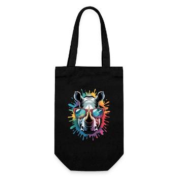 Colorful Rhino Rhino Watercolor Splash - Gift Bag for Bottles - black - Front