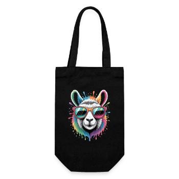 Colorful Llama Watercolor Splash - Gift Bag for Bottles - black - Front