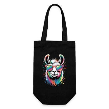 Colorful Llama Watercolor Splash - Gift Bag for Bottles - black - Front