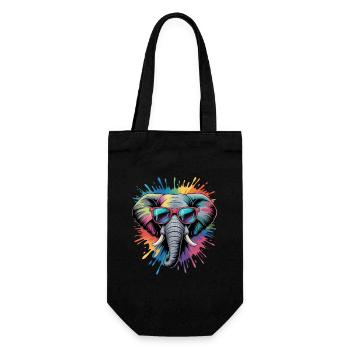 Colorful Elephant Watercolor Splash - Gift Bag for Bottles - black - Front