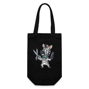 Dessin animé du coiffeur zèbre - Sac à bouteille - noir - Devant