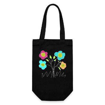 Colorful flowers sketch in the garden - Gift Bag for Bottles - black - Front
