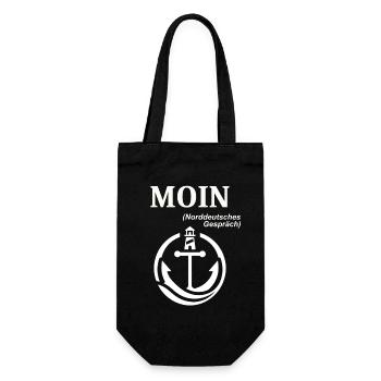 MOIN Norddeutscher Humor Spruch lustig  - Geschenkbeutel für Flaschen - Schwarz - Vorne