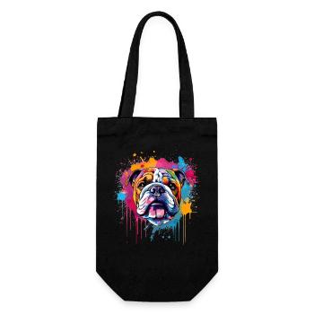 Bunte Hunde-Spritzkunst-Bulldogge - Geschenkbeutel für Flaschen - Schwarz - Vorne