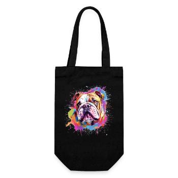 Bulldog Colorful Splash Art Dog - Gift Bag for Bottles - black - Front