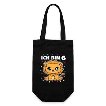 Ich bin 6 - Süßes Löwe zum 6. Geburtstag - Geschenkbeutel für Flaschen - Schwarz - Vorne
