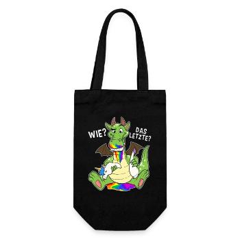Bunter Drache isst Letztes Einhorn Humor - Geschenkbeutel für Flaschen - Schwarz - Vorne