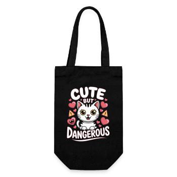 Süß Aber Gefährlich Cute Kawaii Aesthetic Katze - Gift Bag for Bottles - black - Front