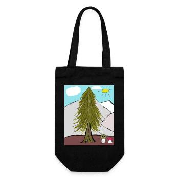 Großer Baum im Sonnental Pilze Pilz - Geschenkbeutel für Flaschen - Schwarz - Vorne