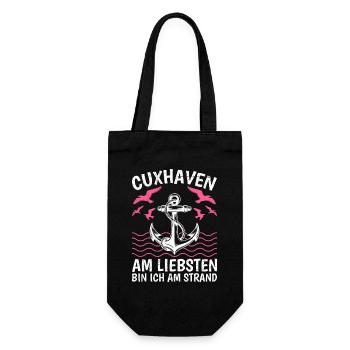 CUXHAVEN AM LIEBSTEN BIN ICH AM STRAND Lustig - Geschenkbeutel für Flaschen - Schwarz - Vorne