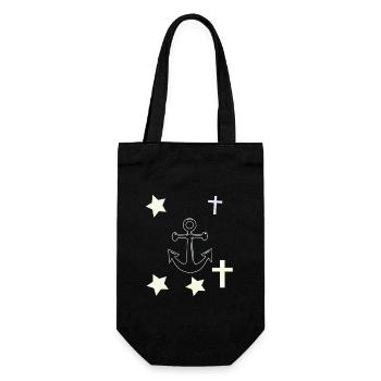Anchors, stars and crosses - Gift Bag for Bottles - black - Front