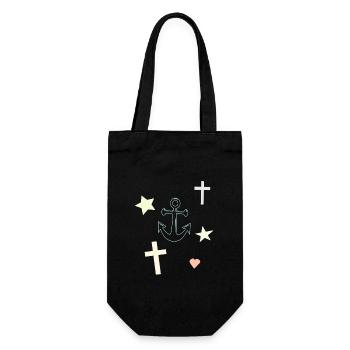 Motif d’étoile d’étoile de rêve en ancre - Sac à bouteille - noir - Devant