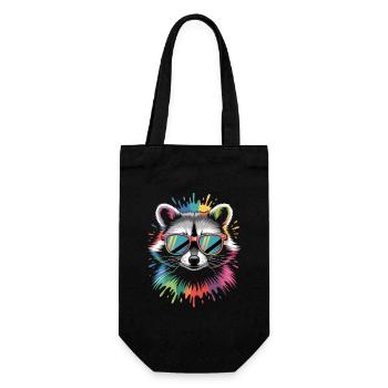 Raccoon Color Explosion - Gift Bag for Bottles - black - Front