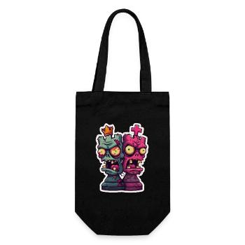 Schach Zombie Figuren Design für Männer Geschenk - Geschenkbeutel für Flaschen - Schwarz - Vorne