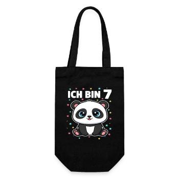 Ich bin 7 - Süßes Panda zum 7. Geburtstag - Geschenkbeutel für Flaschen - Schwarz - Vorne