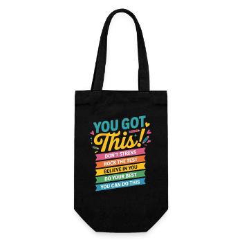 Du Packst Das Motivationsbanner - Geschenkbeutel für Flaschen - Schwarz - Vorne