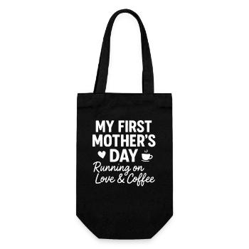 First Mother's Day Humor Mom Gift Idea Family - Gift Bag for Bottles - black - Front
