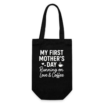 First Mother's Day Humor Mom Gift Idea Family - Gift Bag for Bottles - black - Front