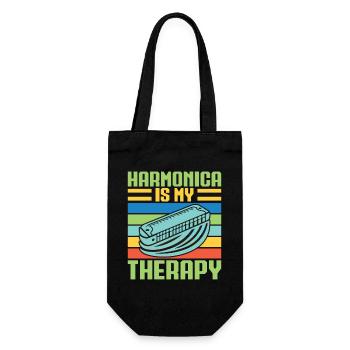 Funny Harmonica Player Is My Therapy Harmonica - Geschenkbeutel für Flaschen - Schwarz - Vorne