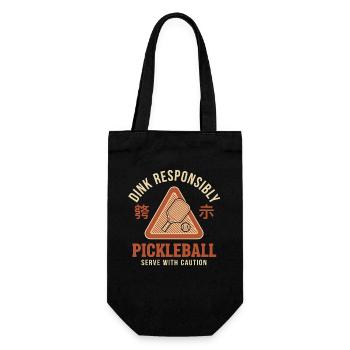 Pickleball Funny Player Dink Responsibly Caution - Gift Bag for Bottles - black - Front