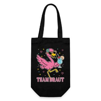 Braut Junggesellinnenabschied Flamingo Team Braut - Geschenkbeutel für Flaschen - Schwarz - Vorne
