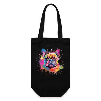 Colorful Dog Splash Art French Bulldog - Gift Bag for Bottles - black - Front