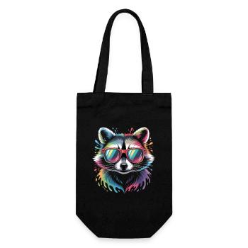 Colorful Raccoon Watercolor Splash - Gift Bag for Bottles - black - Front
