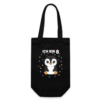 Ich bin 8 - Süßes Pinguin zum 8. Geburtstag - Geschenkbeutel für Flaschen - Schwarz - Vorne
