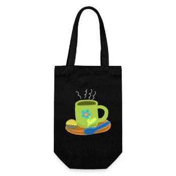 Tasse Kaffee Praline Konditor Genuss  - Geschenkbeutel für Flaschen - Schwarz - Vorne
