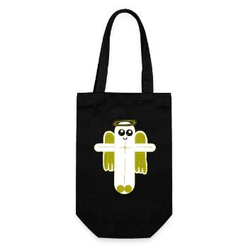 Cross Crucifix Angel Protector - Gift Bag for Bottles - black - Front