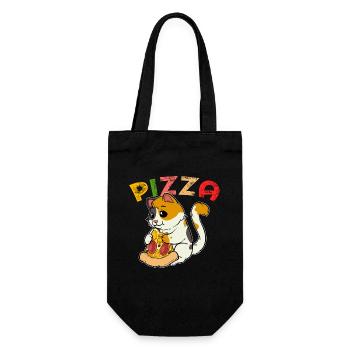 Pizza Cat: Cute kitten with pizza salami - Gift Bag for Bottles - black - Front
