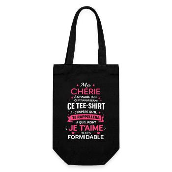 Chérie ce tee-shirt rappelle mon amour - Sac à bouteille - noir - Devant