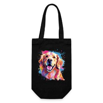 Golden Retriever Hund Spritzkunst bunt - Geschenkbeutel für Flaschen - Schwarz - Vorne