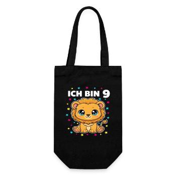 Ich bin 9 - Süßes Löwe zum 9. Geburtstag - Geschenkbeutel für Flaschen - Schwarz - Vorne