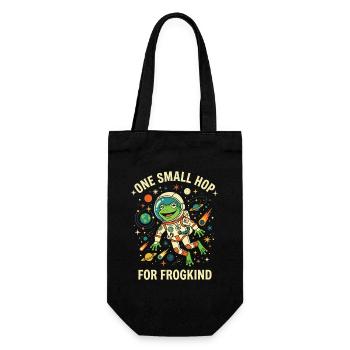 One Small Hop For Frogkind Space Frog Astronaut - Geschenkbeutel für Flaschen - Schwarz - Vorne