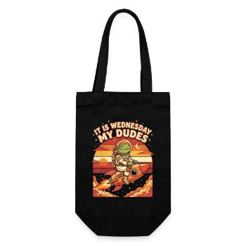 It Is Wednesday My Dudes Space Frog Astronaut Meme - Gift Bag for Bottles - black - Front