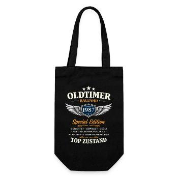 39. Geburtstag Geschenk Mann Oldtimer Vintage 1987 - Geschenkbeutel für Flaschen - Schwarz - Vorne