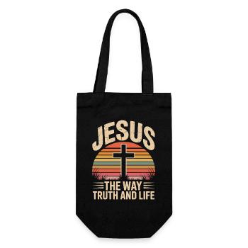 Jesus Der Weg Wahrheit Leben Christlich - Geschenkbeutel für Flaschen - Schwarz - Vorne