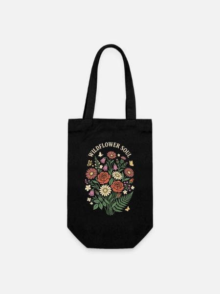 Wildflower Soul Blumenstrauß-Design - Geschenkbeutel für Flaschen - Schwarz