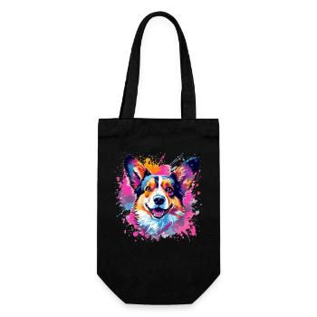 Colorful Dog Splash Art Pembroke Welsh Corgi - Gift Bag for Bottles - black - Front
