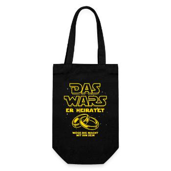 JGA Das Wars. Er heiratet - Eheringe - Geschenkbeutel für Flaschen - Schwarz - Vorne