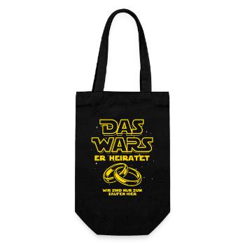JGA Das Wars. Er heiratet - Eheringe - Geschenkbeutel für Flaschen - Schwarz - Vorne