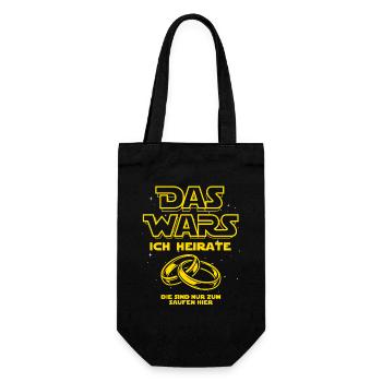 JGA Das Wars. Ich heirate - Eheringe - Geschenkbeutel für Flaschen - Schwarz - Vorne